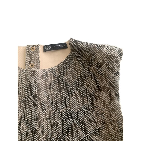 Zara Women’s Snakeskin Print Sleeveless Top Size Medium Brown Tan Animal Pattern - Picture 4 of 6